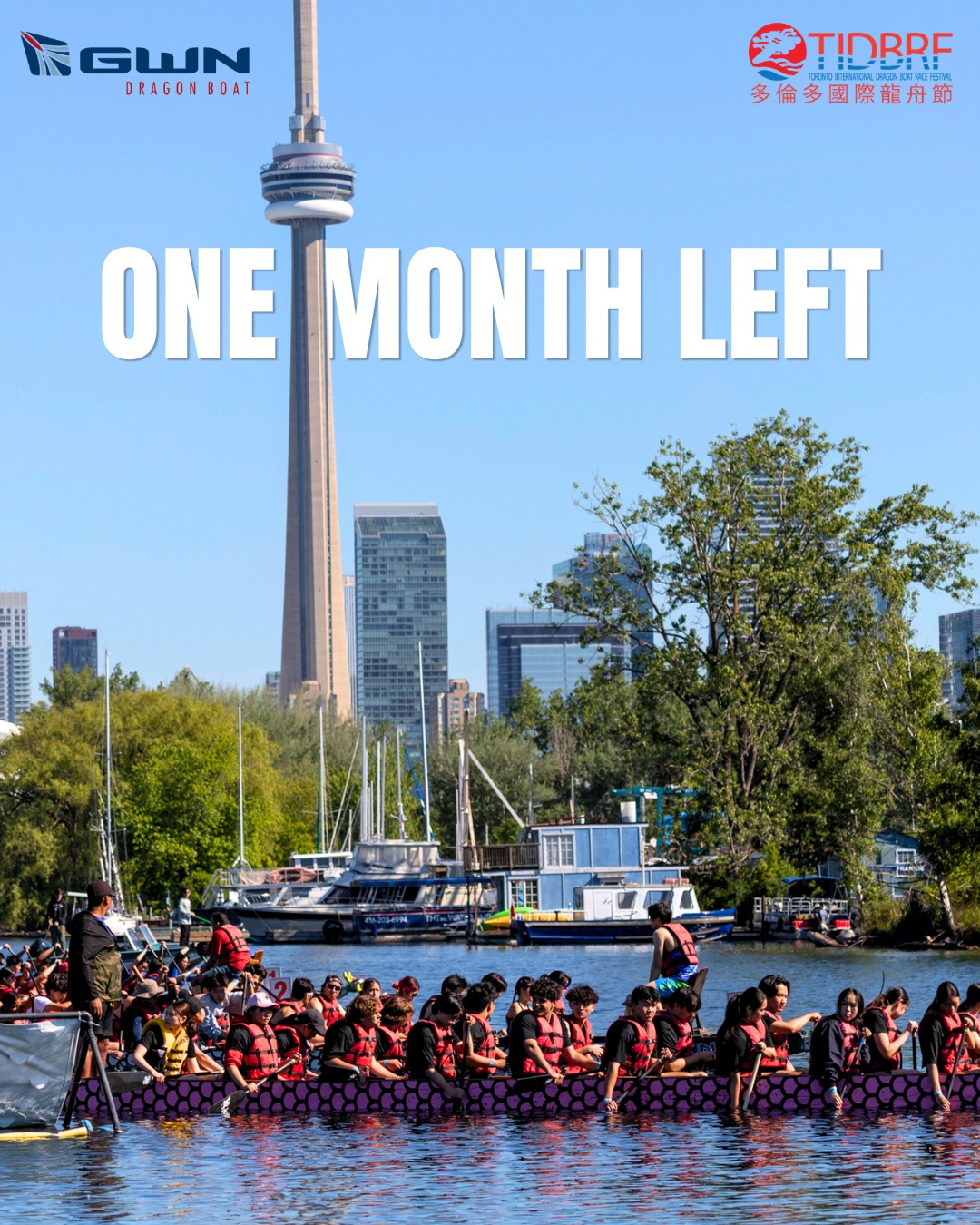 ONE MONTH LEFT. 🚣‍♂️🔥

The Toronto International Dragon Boat Race Festival (TIDBRF) returns June 13 – 14 at Centre Island for one of the biggest dragon boat weekends of the summer.

Join us for two days of racing, culture, community, and waterfront energy as crews from across the region hit the water in downtown Toronto.

Spectators are welcome and admission is FREE, so grab your friends, hop on the ferry, and come experience the excitement firsthand.
Who’s ready for race weekend? 👀

#TIDBRF #DragonBoat #TorontoEvents #CentreIsland #TorontoSummer #GWNDragonBoat #DragonBoatFestival #TorontoWaterfront #OneMonthLeft @todragonboat @torontocba