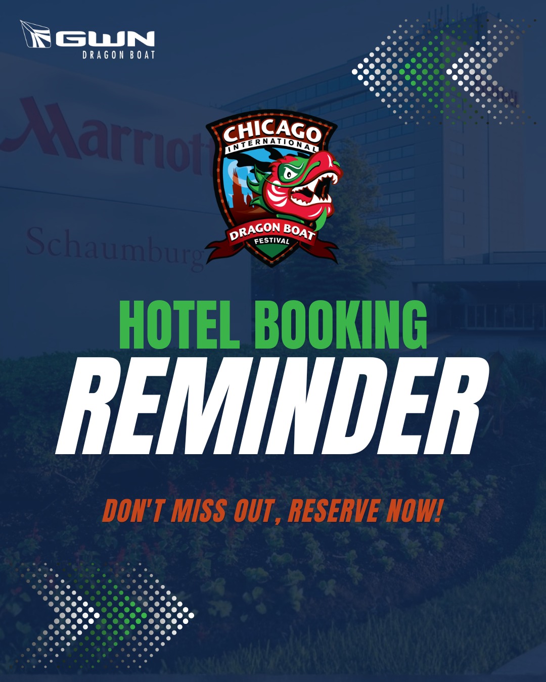 Race weekend is coming up 🛶
Lock in your stay at the Marriott Schaumburg in Chicago before June 25 for exclusive paddler rates.
Stay close. Stay ready.
Book now → https://gwndragonboat.com/festivals/chicago-international-dragon-boat-festival/ 

#dragonboat #gwndragonboat #mldb #dragonboatracing #paddling