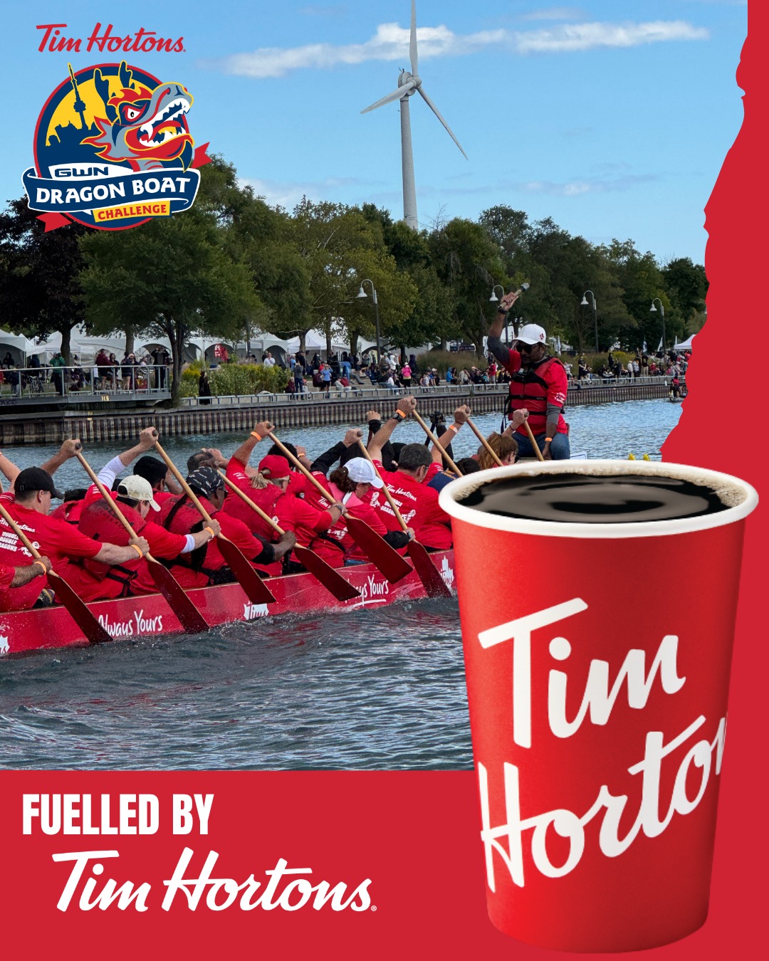 Every great race starts with a strong team, and we're proud to have Tim Hortons powering the GWN Dragon Boat Challenge.

Whether it's your pre-race coffee, cheering from the shoreline, or celebrating after a great day on the water, Tim Hortons helps bring our community together.

Thanks for being part of the journey. ❤️☕🚣

#GWNChallenge #TimHortons #DragonBoat #PoweredByCommunity #PaddleTogether