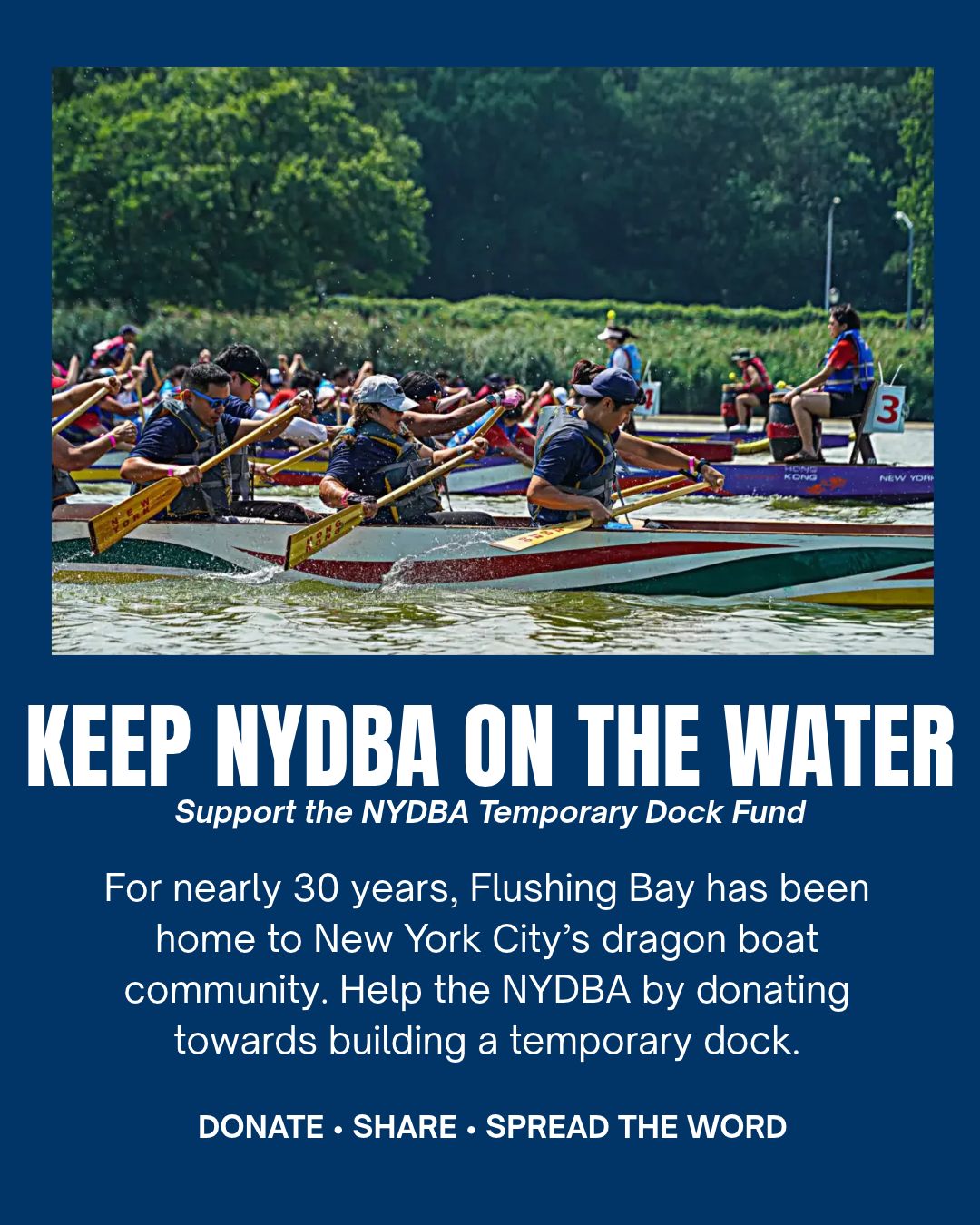 Help keep NYC dragon boating on the water. 🐉🚣

The NYDBA is raising funds for a temporary dock at World’s Fair Marina, giving NYC teams safe access to the water while Pier 1 undergoes reconstruction.

💙 Donate here: https://go.rallyup.com/872cd4/m/delores/Member/Details

Can’t donate? Sharing the campaign helps too. Let’s rally behind our fellow paddlers and help keep this community moving forward.